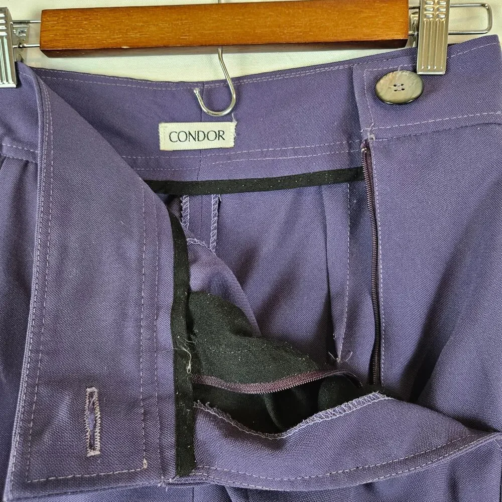 Condor‎ vintage purple work trouser 100% polyester high rise, size 11/12